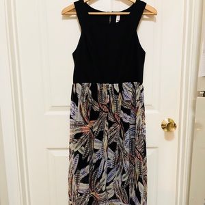 Feather Print Full-length Tulip Hem Maxi Dress
